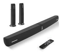 Assistrust Soundbar per Smart TV, soundbar da 90 W con connessione Bluetooth/ARC/ottico/AUX, aumento automatico del volume, 3 modalità equalizzatore personalizzabili, soundbar 2 in 1 staccabile per TV