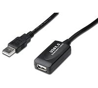 DIGITUS Cavo di prolunga USB 2.0 attivo - Cavo ripetitore - Da USB A maschio a USB A femmina - 25 m - 480 Mbit/s - Plug & Play - Alimentazione via USB - Nero