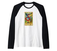 Asso di Spade Tarocchi Quetzalcoatl Mitico Serpente Fan Maglia con Maniche Raglan