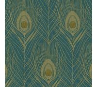 Assolutamente Chic AS Creation Parati Blu/Oro AS369712 Lucido Piuma di Pavone