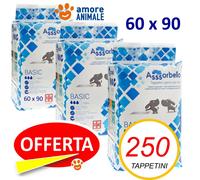Assorbello BASIC 60x90 - Tappetini Assorbenti Cani 50- 100- 150- 200 fino 800 pz