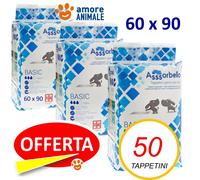 Assorbello BASIC 60x90 - Tappetini Assorbenti Cani 50- 100- 150- 200 fino 800 pz