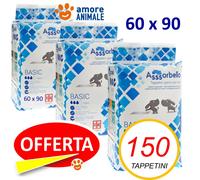 Assorbello BASIC 60x90 - Tappetini Assorbenti Cani 50- 100- 150- 200 fino 800 pz