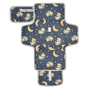 Assorbenti per pipì riutilizzabili con orsi addormentati gialli e lune, blu scuro, con tasca in tessuto, impermeabile, per neonati per mamme e papà