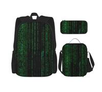 ASSORT Hacker Era - Set da 3 pezzi, zaino, borsa per il pranzo e astuccio, set casual carino per viaggi e università