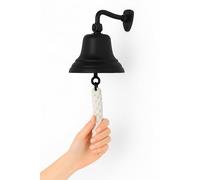 Accessori da bar assortiti per pub domestico, campanella a mano | Campana nautica da muro con corda | Campana nera unica con suono forte, ideale per Natale, ricevimenti e ristoranti, 4 pollici