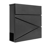 Assorted Collections Cassetta delle lettere da parete con porta giornali, chiudibile a chiave con 2 chiavi, design moderno, facile da installare, 37 x 10,5 x 37 cm (nero)