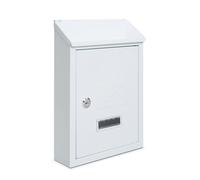 Assorted Collections Cassetta delle lettere da parete, con serratura e 2 chiavi, resistente alle intemperie, facile da installare, 21 x 30 x 7 cm, colore: bianco