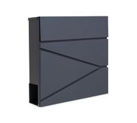 Assorted Collections Cassetta postale da parete con porta giornali, chiudibile con 2 chiavi, design moderno, facile da installare, 37x10,5x37 cm (grigio)