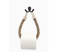 Assorted Collections Portarotolo di carta igienica/porta asciugamani con nodi bianchi stile retrò da parete, in iuta, design rustico bohémien, accessorio da bagno a tema nautico (Jute White Knot)