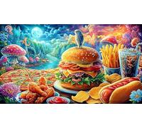 Assorted fast food spread with burgers_fries_pizza_and drinks Puzzle per adulti 1000 pezzi - Gioco divertente & Stimolante Carta riciclata Idea regalo per casa 38x26/1000pcs