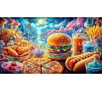 Assorted fast food spread with burgers_fries_pizza_and drinks Puzzle per adulti 1000 pezzi - Gioco divertente & Stimolante Carta riciclata Idea regalo per casa 38x52/1000pcs