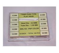 Assortimento 100 PERNI in acciaio VAN CLEEF testa piatta da 10 a 28 mm ø 1,30 mm