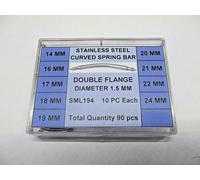 assortimento 90 anse acciaio curve curved spring bars da 14 a 24 mm dia 1,5 mm