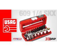 ASSORTIMENTO BUSSOLE ESAGONALI X-GRIP ED INSERTI BIT 23PZ USAG 609 1/4 SKX