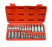 Assortimento di 32 bussole esagonali di grado professionale per connessioni da 1/2", 1/4", 3/8", include pratica scatola