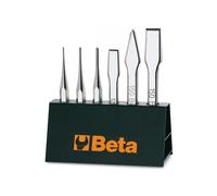 Beta 38/SP6 - Serie di 6 punzoni (art. 30), bulini (art. 32), scalpelli piatti (art. 34) e ugnetti (art. 36), con supporto