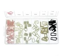 Assortimento di 70 clip di fissaggio per tubo del carburante, modelli da 5/16" e 3/8", plastica nylon, connessioni sicure, scatola trasparente, ampia compatibilità