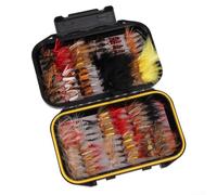Assortimento di ami da pesca a mosca per spigola, trota, 40 pezzi, 72 pezzi, 100 pezzi, 120 mosche asciutte/bagnate in una robusta scatola impermeabile (120 pezzi)
