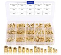 Assortimento di dadi filettati in ottone zigrinato, 370 pezzi, 15 tipi, 2 mm/3 mm/4 mm/5 mm, inserti filettati femmina per iniezione e installazione a caldo