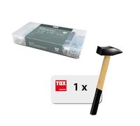 Assortimento di filo metallico e chiodi in acciaio TOX (580 pezzi) + martello da carpentiere da 300 g con manico in frassino, chiodi con testa appiattita e svasata, 9 misure standard, 094909141