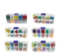 Assortimento di fusibili a lama for auto di dimensioni M2, 5/7,5/10/15/20/25/30/35 A, set di fusibili for auto, camion e auto con clip for scatola.(50PCS Micro2)