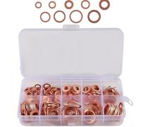 Assortimento di guarnizioni piatte in rame, 50/100/120 pezzi, con scatola per rondelle in rame per riduzione della pressione e resistenza all'usura (foglio di alluminio da 280 pezzi)