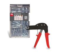 Assortimento di tasselli TOX Acrobat Set (60 pezzi) + pinze di montaggio Acrobat Speed Plus per tutte le dimensioni, tasselli per fori metallici Acrobat in 6 dimensioni con vite + pinze, 094909140