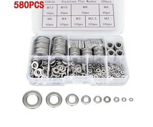 Assortimento rondelle piatte in acciaio inox 580 pezzi M2 rondelle resistenti al