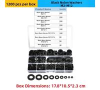 Assortimento Rondelle Piatte Plastica 1200pz Distanziali Nylon Nero per Progetti
