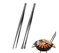 ASSRECT 2 Pezzi Pinze Cucina Acciaio Inox 25cm Pinzette da Cucina Professionali Pinza Chef Pinzette per Alimenti Utensile Manico Lungo per Decorare Cibi, Cucinare, Barbecue, Cuocere Forno - Nero