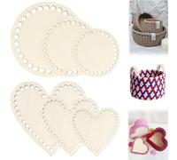 ASSRECT 6 Pezzi Base per Sacchetto per Uncinetto, Fondo Cesto del Cestino in Legno, Naturale Base in Legno per Cesto Fai Da Te e Decorare Artigianale la Casa Decorazione 10/15/20 cm