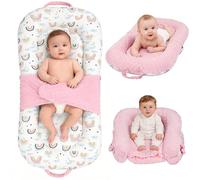Asstikoo Sdraio 3 in 1 per neonati, portatile da 0 a 24 mesi, cuscino pieghevole e supporto per seggiolino, rivestimento rimovibile in 100% cotone e velluto, double face, ideale come regalo per