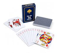 ASSZBE Gioco di carte francese, 54 carte, carta con nucleo nero, blu scuro | 54 carte da gioco francesi in carta nera: 52 carte classiche e 2 Joker in una custodia compatta di carta blu scuro.