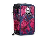 Invicta Astuccio Scuola 3 Zip, Fantasia Rose, Roses, Portapenne con Triplo Scomparto Completo di Penne, Matite e Colori, Scuola, Bambina Ragazza