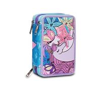 SJ GANG, Astuccio Scuola 3 Zip SJ GANG, UNIWING, Multicolore - Attrezzato con Matite, Pennarelli, Portapenne Scuola Bambino