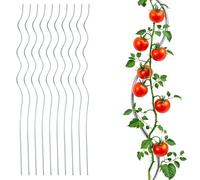 Asta a spirale per pomodori, zincata, 110 cm, set da 10 pezzi, in metallo per piante di pomodoro, supporto per piante e pomodori, asta per fiori