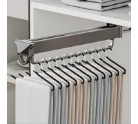 Asta appendiabiti estensibile con asta telescopica per assorbimento degli urti per armadi e ripostigli, colore grigio, 460 mm, ideale per organizzare abiti e pantaloni