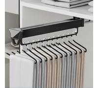 Asta appendiabiti estensibile con chiusura ammortizzata e asta telescopica regolabile per armadio e stoccaggio, colore grigio, 460 mm LWX, perfetto per pantaloni e organizzazione