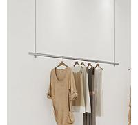 Asta appendiabiti per soffitto Appendiabiti da Soffitto Scaffali for abiti montaggio,regolabile in altezza Armadio da Parete Barre Metallo Display Rack,organizzazione appendere vestiti scaffale(Silver