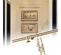 Asta Appendiabiti Regolabile in Ottone Anticato, binari per Galleria d'Arte da 60 cm a 240 cm con Catena Dorata, Set di Ganci per cornici da Parete per la Decorazione della casa, Ideale per