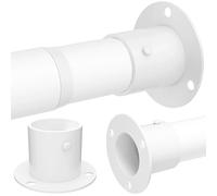 Asta appendiabiti resistente con prese terminali, asta appendiabiti regolabile per vestiti, armadio e bagno, 65-90 cm, diametro 32 mm, bianco