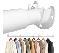 Asta Armadio Appendini Estensibile 43-135 cm con 2 Supporto (bianco) | Barra per Armadio, Camera, Doccia e Camper, Maxi Lunghezza Extra Large, Diametro Robusto
