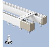 Asta da soffitto in alluminio a doppio binario da 2,7 m, per divisori, camera da letto, balcone, bianco (4,4 m)