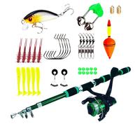 Asta da telescopica e Reel Combo Set - Asta da con linea | Rod Reel Combo | Kit per canne da Surf | Kit leggero per acqua salata e acqua
