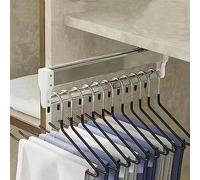 Asta di estrazione dell'armadio retrattile - Asta di vallet di capacità da 25 kg, gancio estendibile in acciaio inossidabile, rastrelliere per pantaloni regolabili con pista muta, organizzatore