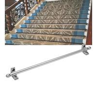 Asta di Fissaggio per Passatoie su Scale con Terminali Ovali, Set di 13 Aste Decorativi per Moquette per Scale in Ottone, 51-127 cm Tubo Minimaliste Bacchetta per Passatoie(Silver,44in(112cm))