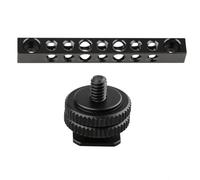 Asta di formaggio in alluminio nero con foro filettato da 1/4-20 per monitor Adattatore per slitta a caldo per asta da formaggio per attrezzatura fotografica Tubo di prolunga in alluminio