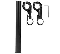 Asta di prolunga con staffa in lega di alluminio, supporto per manubrio della bici, accessorio da ciclismo con doppia staffa a clip per luce del telefono GPS, anello in gomma ((Fascetta doppia per