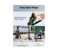 Asta di Prolunga e Treppiede con Apertura A un Tocco, Gimbal per Telefono con Telecomando Magnetico per Vlogging, Viaggi, Tracciamento di